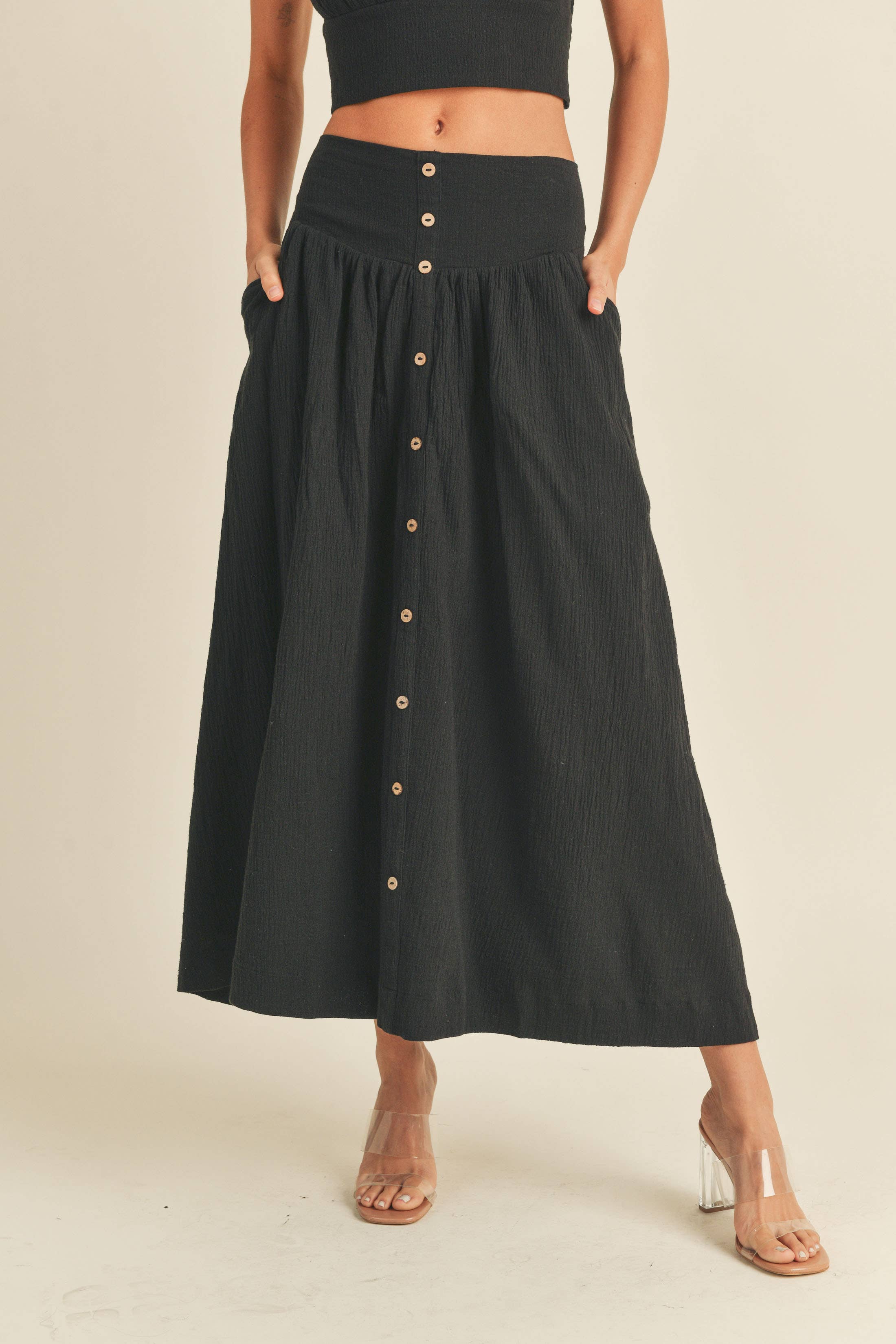 Cotton maxi button clearance skirt